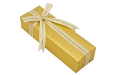 Gold Gift Box With Gold Ribbon Stock Images