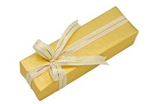 Gold Gift Box With Gold Ribbon Royalty Free Stock Image Gold Gift Box With Gold Ribbon Royalty Free Stock Image