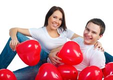 Young Couple With A Hearts Stock Photos