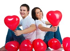 Young Couple With A Hearts Stock Photo