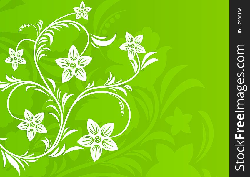 Flower on a green spring background. A illustration