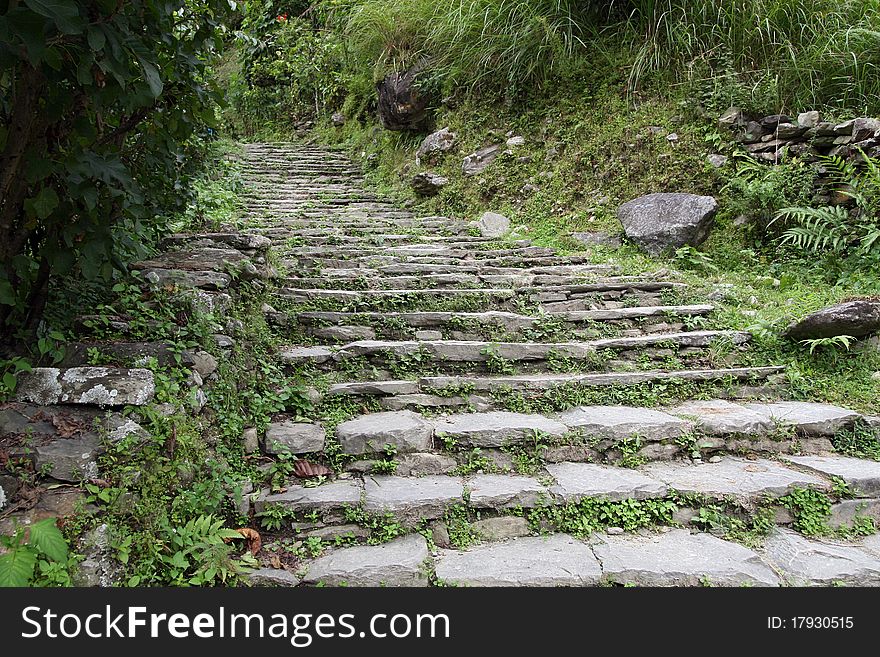 Stone stairs in Nepali mountins