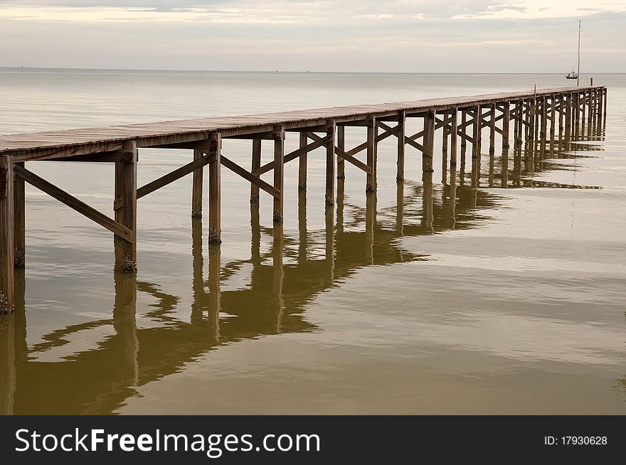 Wooden Bridge In To The Sea