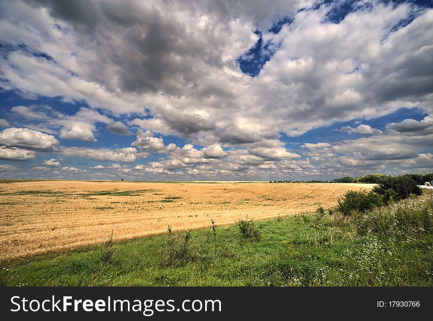 Landscape with beautiful clouds on blue sky