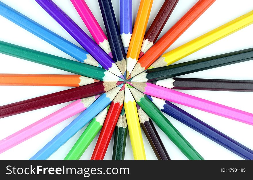 Colorful Pencils On White Background.