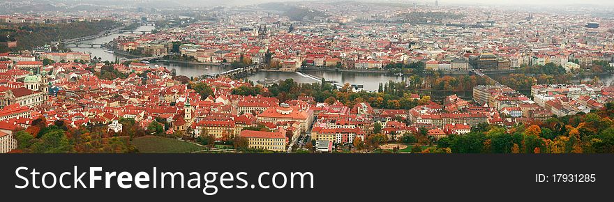 Panorama Of Prague With A View Of Charles Bridge