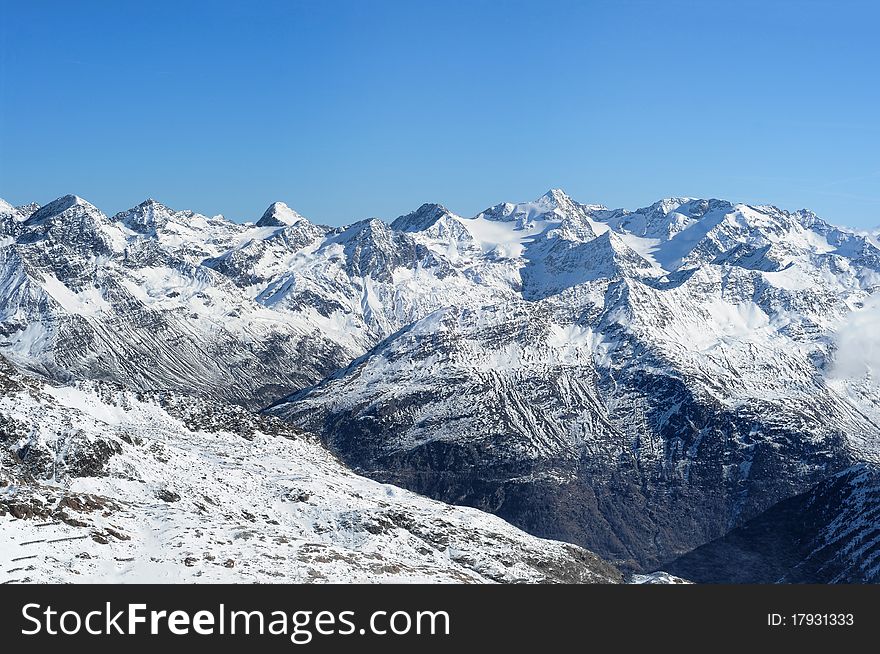 Beautiful winter mountains. European Alps