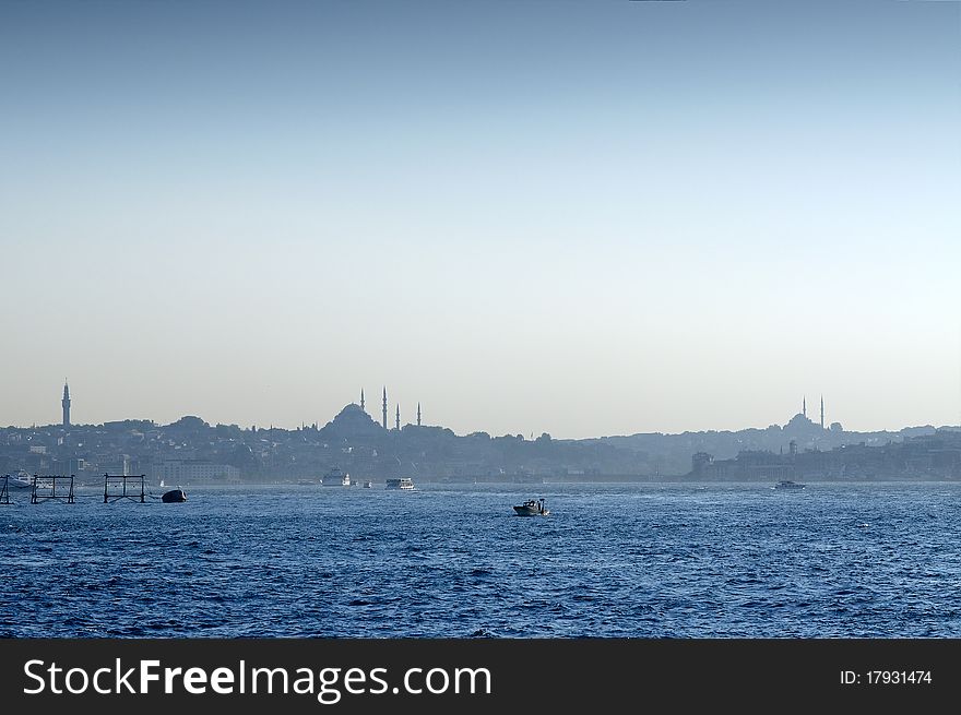 View of Istanbul from the Bosporus. View of Istanbul from the Bosporus