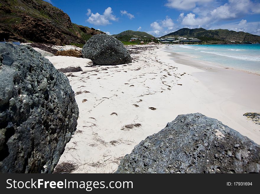 Orient Bay beach in St. Martin in the Caribbean. Orient Bay beach in St. Martin in the Caribbean.