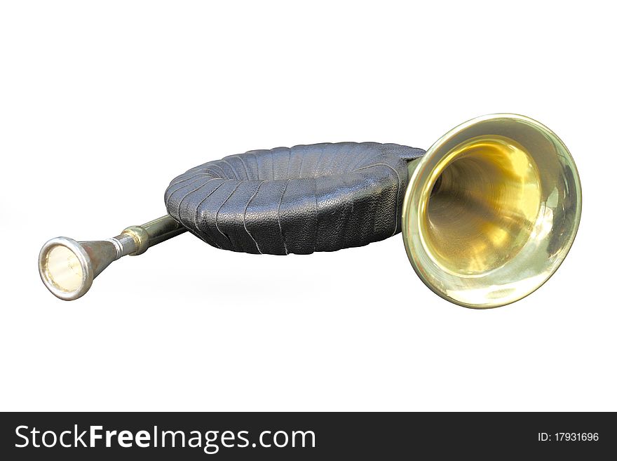 Image of a bugle under the white background