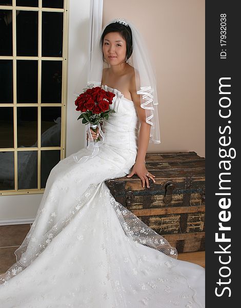 Beautiful Korean bride on her wedding day. Beautiful Korean bride on her wedding day