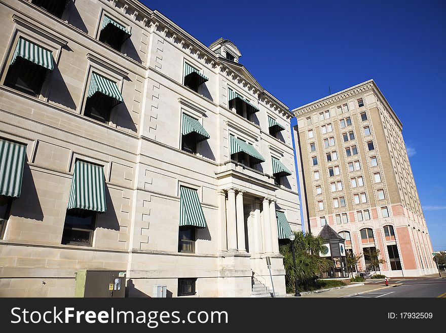 Historic buildings in downtown Pensacola, Florida.