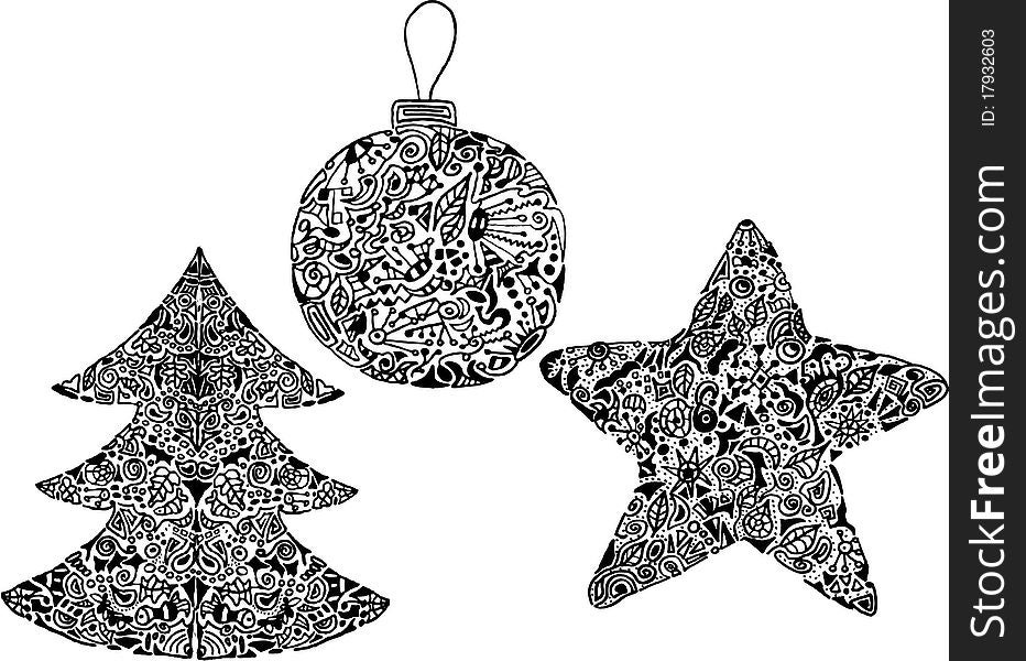 Vector Set Of Uniqe Christmas Simbols
