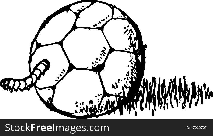 Black vector ball with worm on grass eps8