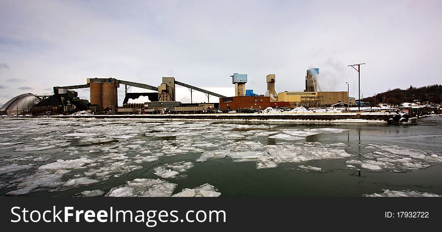 A salt mine in the winter