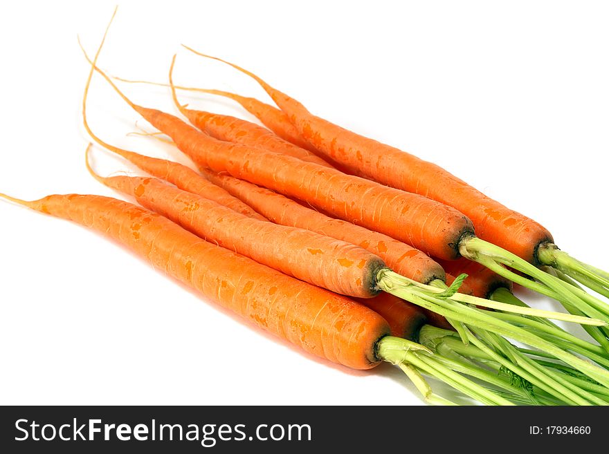 Organic carrots isolated on white background. Organic carrots isolated on white background