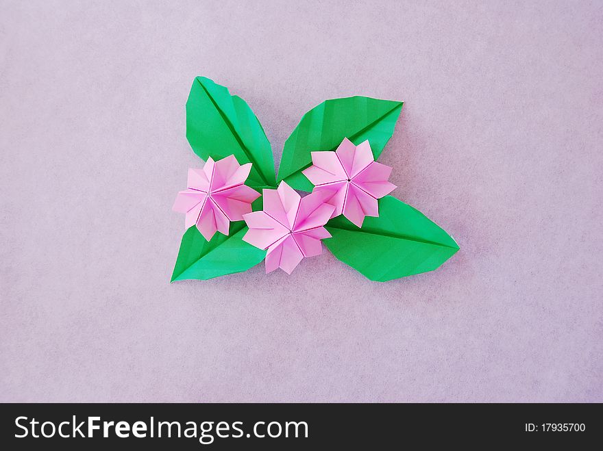 Paper sakura, or origami folded and shaped in sakura