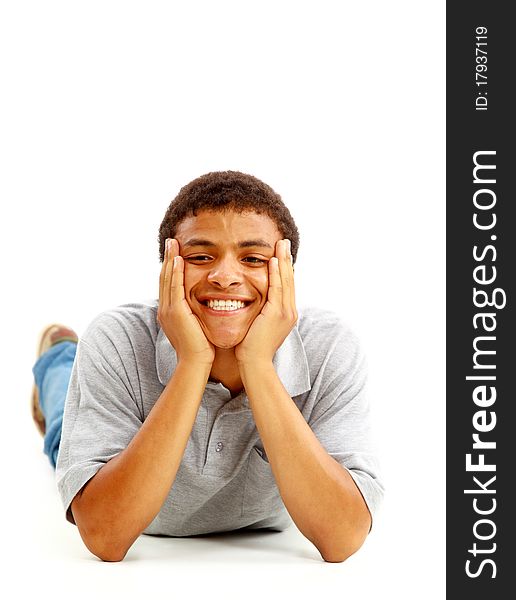 Happy boy isolated over white background