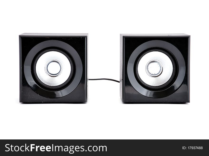 Computer speakers on a white background
