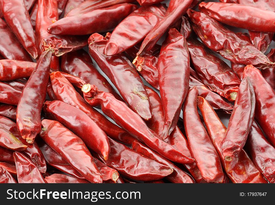 Dried red pepper on white