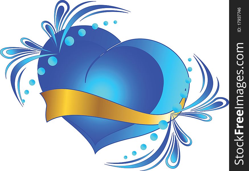 Beautiful blue heart for Valentine's Day. vector illustration