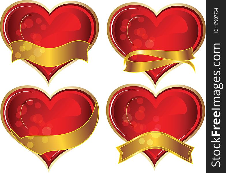 Beautiful heart with golden ribbons for Valentine's Day.