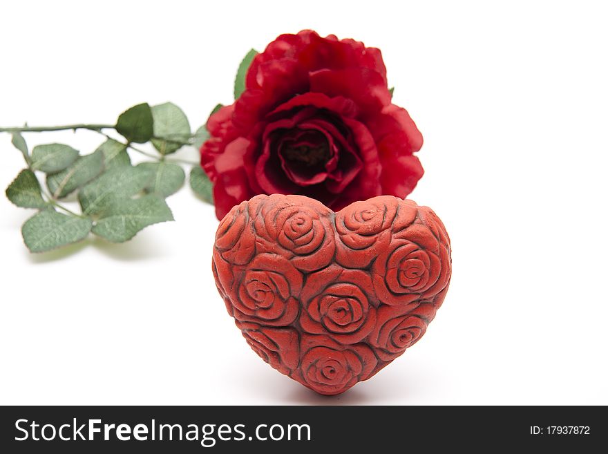 Heart with rose pattern and rose