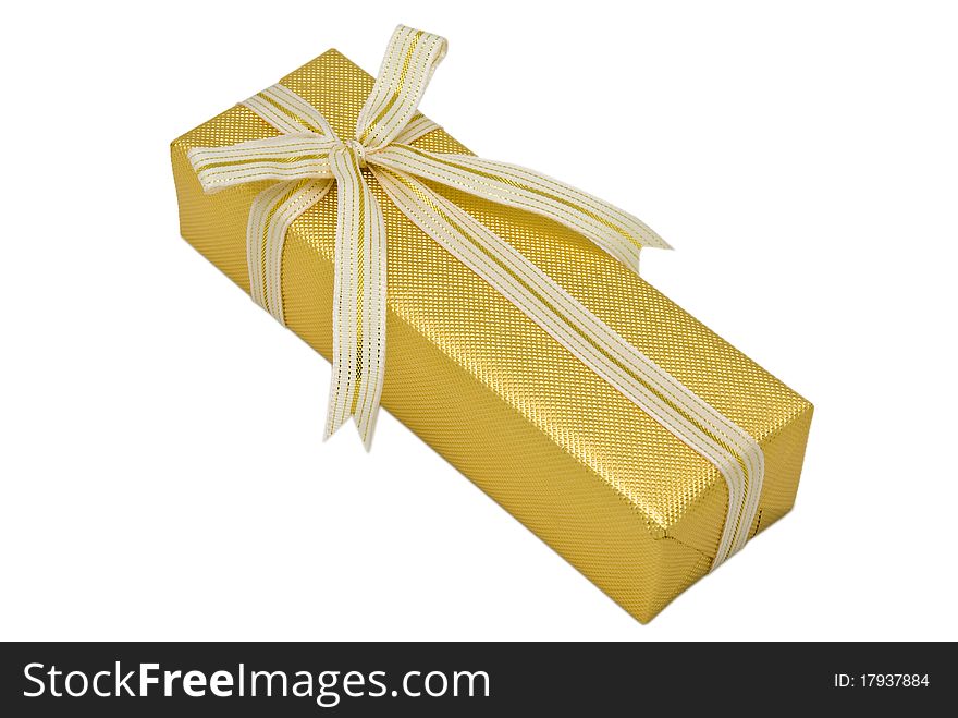 Gold gift box with gold ribbon