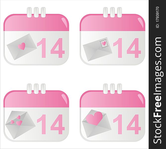 St. Valentine S Day Calendar Icons