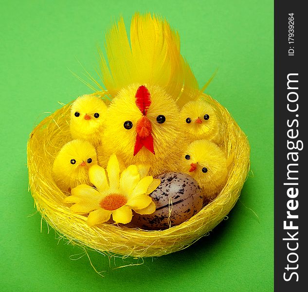 Hen, chcicken and egg in the nest. Hen, chcicken and egg in the nest