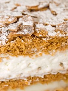 Cake Almond With Whipped Cream And Cream Royalty Free Stock Photos