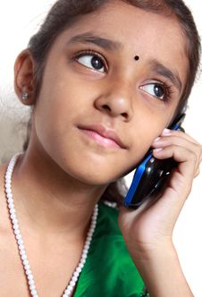 Indian Teenage Girl On A Cell Phone Stock Photos Indian Teenage Girl On A Cell Phone Stock Photos
