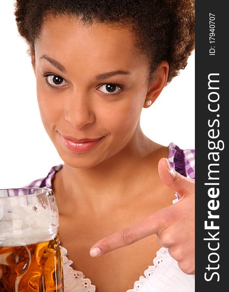 Beautiful Bavarian Girl With Beer