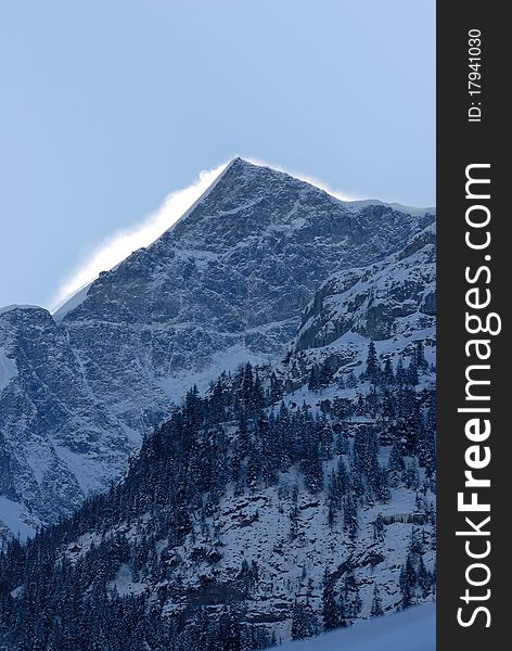 Mountain peak with snow in Switzerland