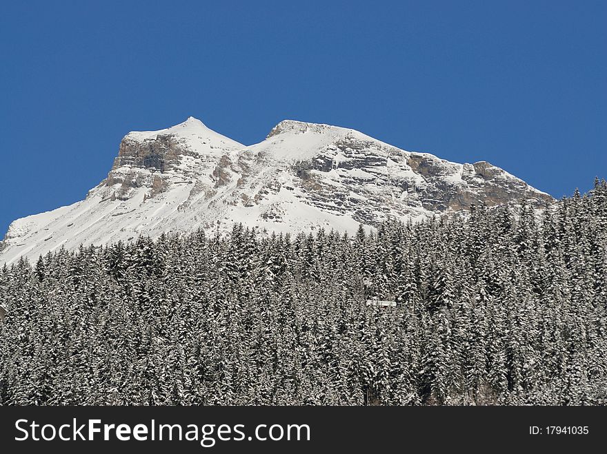 Mountain peak with snow in Switzerland