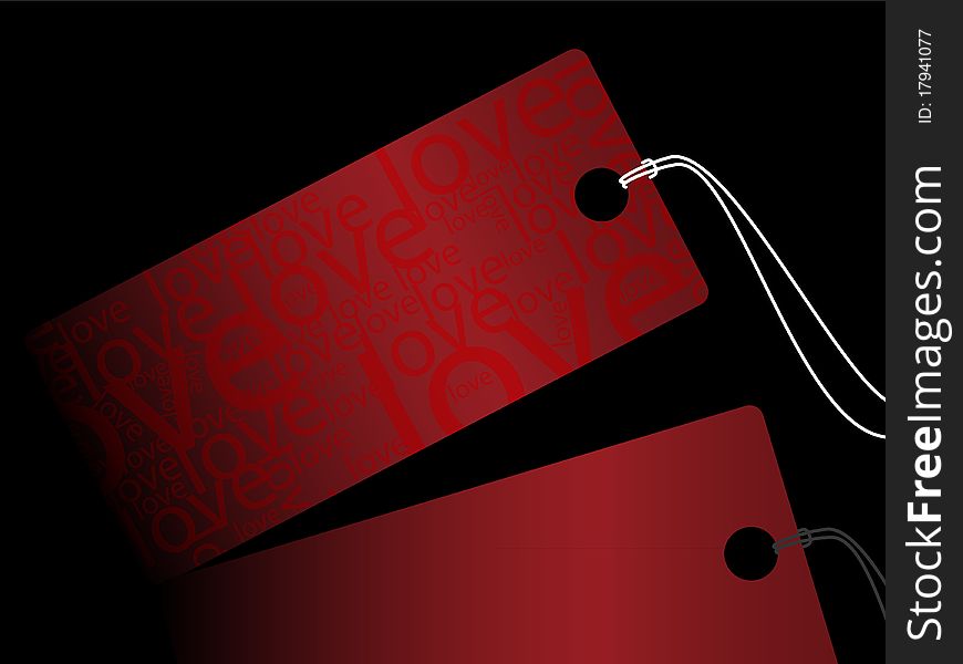 Red sale tag with word love