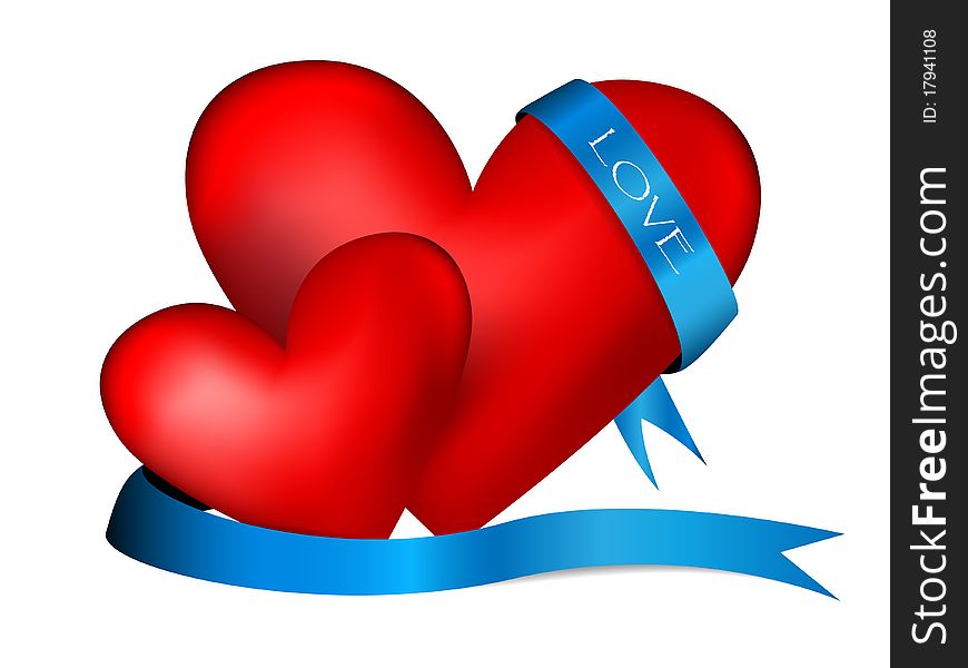 Two hearts with blue tape - love