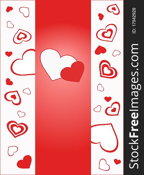 Beautiful valentine's card with red hearts