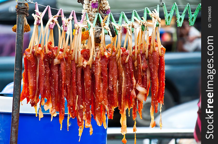 Dried pork for sale in thailand