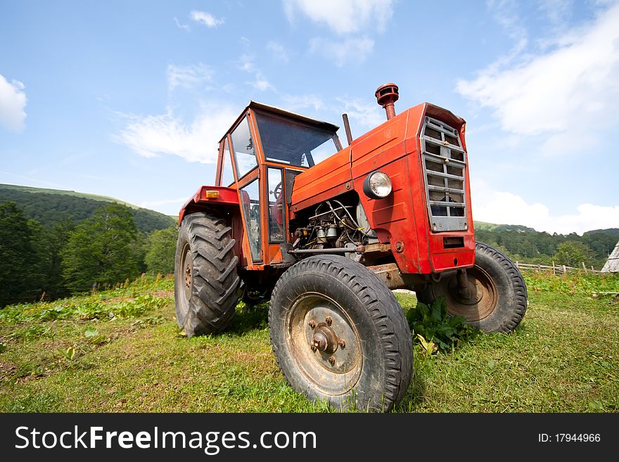 Old Abandoned Red Tractor