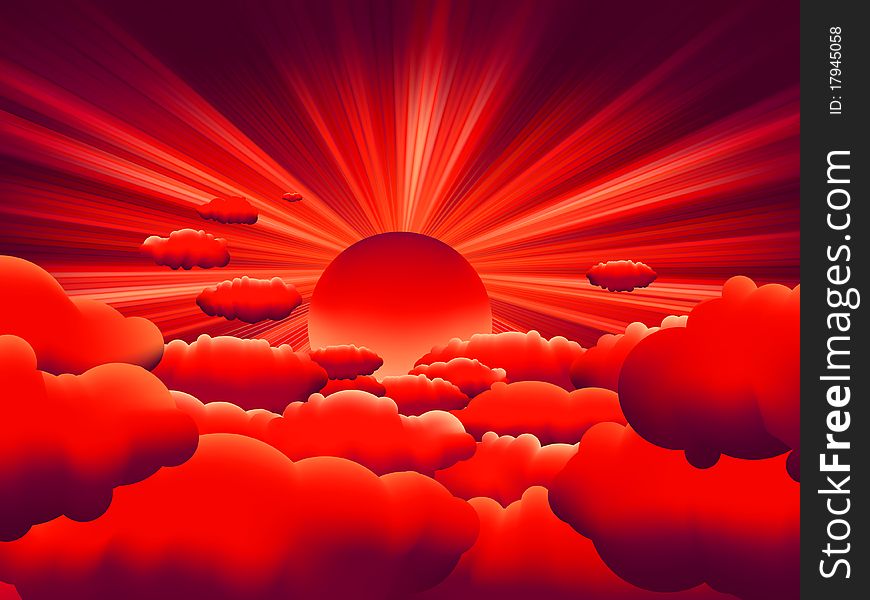Vector sunburst. sunset on cloud. EPS 8 file included