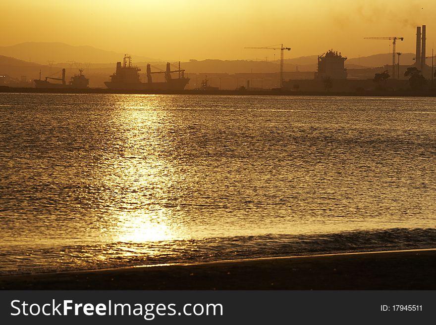 View from Gibraltar to the Spanish industrial zone.