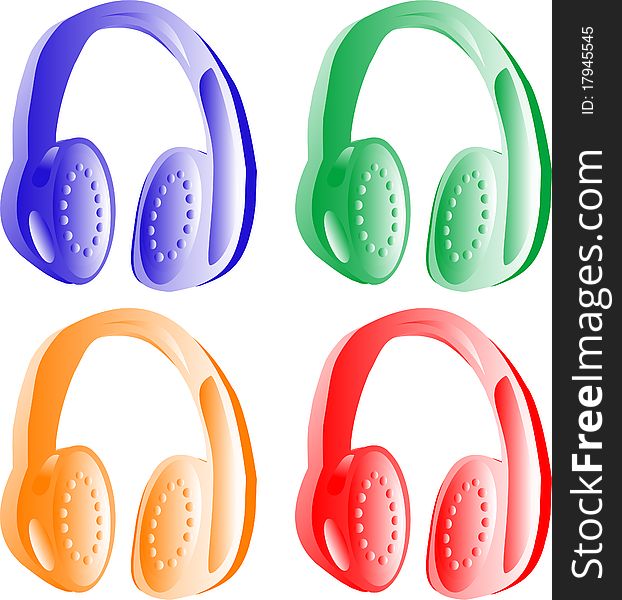 Colorful Headphones Isolated In White