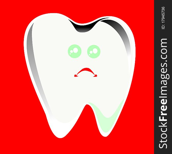Cartoon Single Extracted Tooth With Caries Decay I