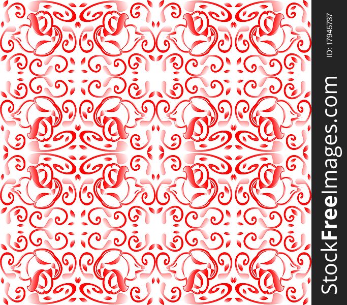 Red Seamless Background With Floral Ornament With