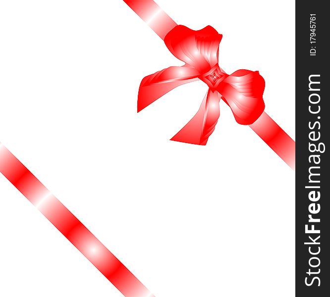 Gift bow with red ribbon isolated on white