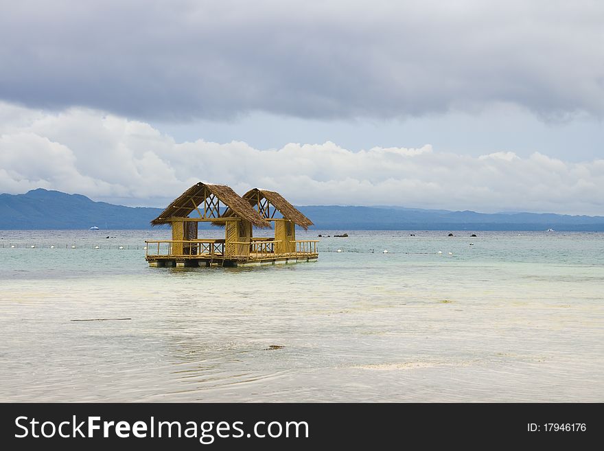Bamboo floating house / restaurant in Bohol, Philippines. Bamboo floating house / restaurant in Bohol, Philippines