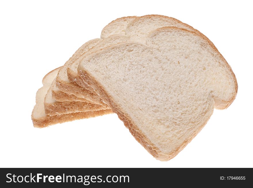 Stack of White Bread Isolated on White with a Clipping Path.