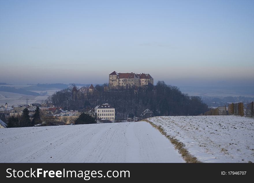Neulengbach castle in the area of Vienna in a freezing winter morning. Neulengbach castle in the area of Vienna in a freezing winter morning