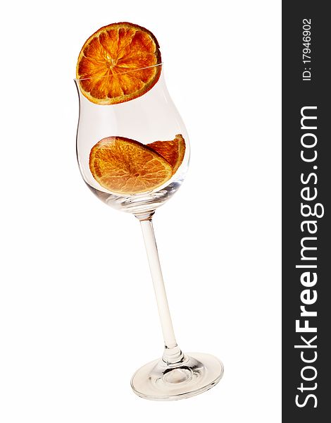 Wineglass With Dried Orange Slice.